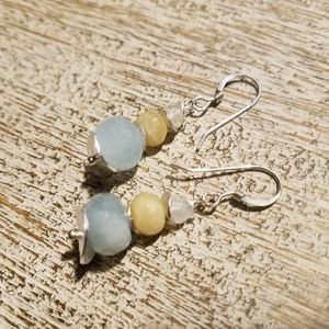 3 shades of AQUAMARINE natural gemstone earrings.